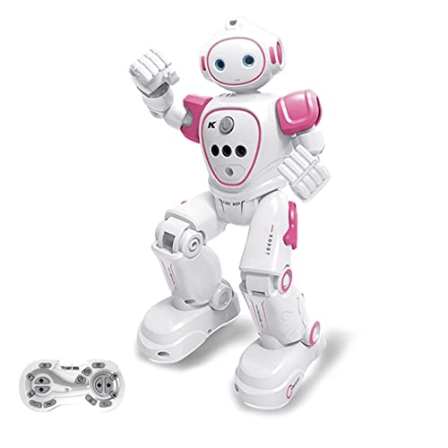 WEECOC Intelligenter Roboterspielzeug Gestensteuerung Ferngesteuerter Roboter Kinderspielzeug zum Geburtstag singen tanzen sprechen Zwei laufende Modelle (Rosa) von WEECOC