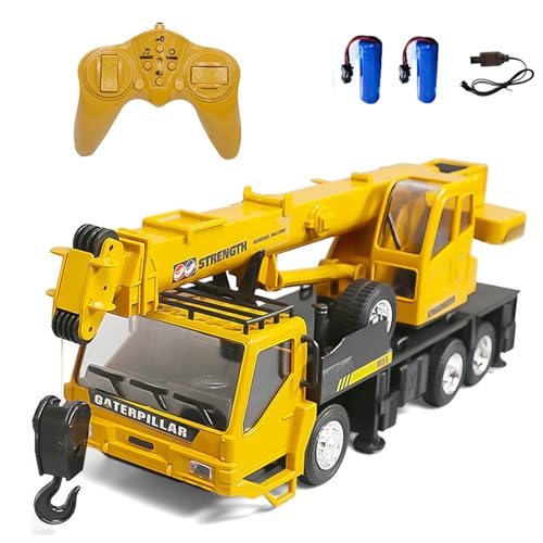 WEECOC RC Kran Baufahrzeuge Traktor Fernbedienung Großer Kran Bagger Bulldozer Spielzeug wiederaufladbare Elektronik Hobby Spielzeug für Kinder (gelb) von WEECOC