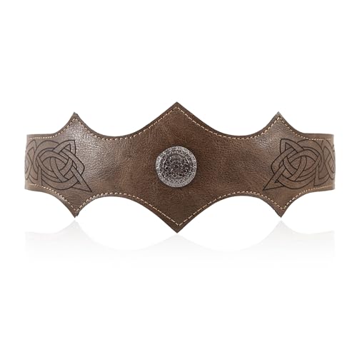 WEESTAAMO Mittelalterliches Leder-Stirnband mit Geprägten Wikingermotiven – Brauner Kunstleder-Kopfschmuck mit verstellbarer Schnalle für Damen & Herren | Perfekt für LARP, Mittelalterfest & Cosplay WEESTAAMO Mittelalterliches Leder-Stirnband mit Geprägten Wikingermotiven – Brauner Kunstleder-Kopfschmuck mit verstellbarer Schnalle für Damen & Herren | Perfekt für LARP, Mittelalterfest & Cosplay von WEESTAAMO