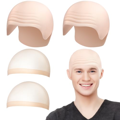 2 Stück Glatzenkappe Silikon für Erwachsene, Silikon Glatze Perücke mit 2 Perückenmützen, Realistische Bald Cap Set, Wiederverwendbare Glatze Kostüm Herren für Party, Cosplay, Theater, Film 2 Stück Glatzenkappe Silikon für Erwachsene, Silikon Glatze Perücke mit 2 Perückenmützen, Realistische Bald Cap Set, Wiederverwendbare Glatze Kostüm Herren für Party, Cosplay, Theater, Film von WEFINEST