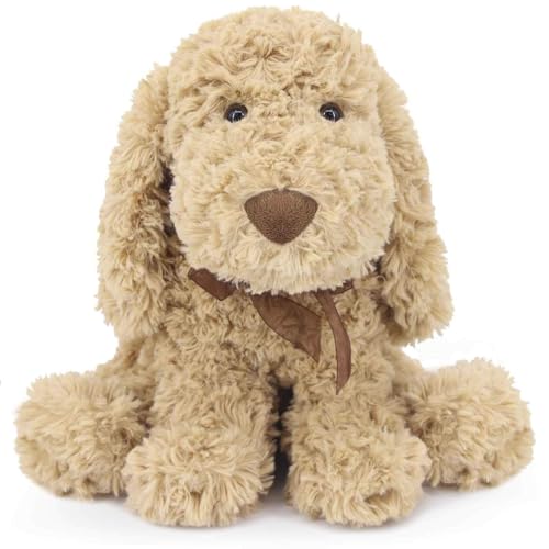 WEIGEDU Goldendoodle Plüschtier Hund Kuscheltier Welpe 30 cm – Weicher Stofftier Hund mit Langen Schlappohren, Kuschelhund Geschenk für Kinder & Erwachsene von WEIGEDU