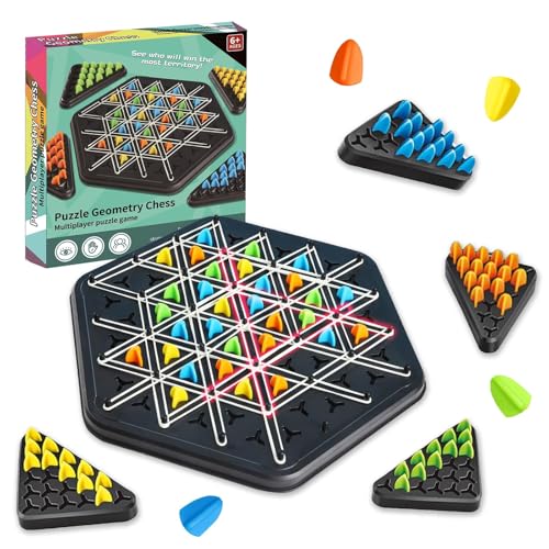 Ketten Dreieck Schachspiel,Triggle Spiel mit Gummibänder, Puzzle Checkers Spiel, Interaktives für Familienfeiern und Reisen，Tabletop Brettspiele für Erwachsene und Kinder von WEILONGB