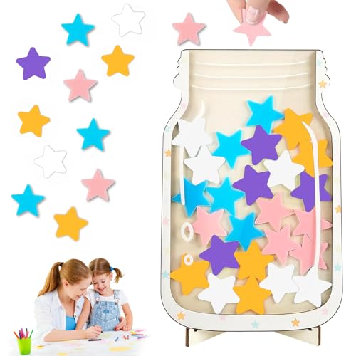WEILONGB Belohnungsglas mit Sternen für Kinder, Belohnungstabelle für Kinder, Star Reward Jar, Belohnungsgläser für gutes Benehmen für Jungen und Mädchen (Sterne) von WEILONGB