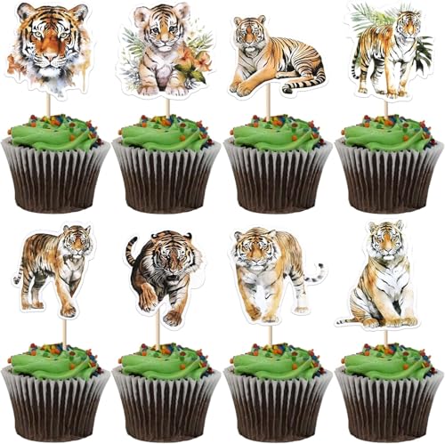 40 Stück Jungle Safari Animal Cake Toppers, Kuchendeko Tiere, Dschungel Tortendeko Tiere, Tortendeko Waldtiere Kuchen Deko, Cupcake Topper Dschungel für Kinder Geburtstag Baby Shower Dschungel Party von WEINIBAO