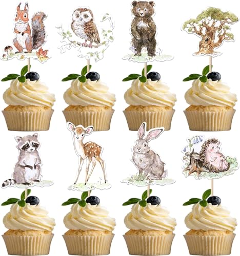 40 Stück Jungle Safari Animal Cake Toppers, Kuchendeko Tiere, Dschungel Tortendeko Tiere, Tortendeko Waldtiere Kuchen Deko, Cupcake Topper Dschungel für Kinder Geburtstag Baby Shower Dschungel Party von WEINIBAO