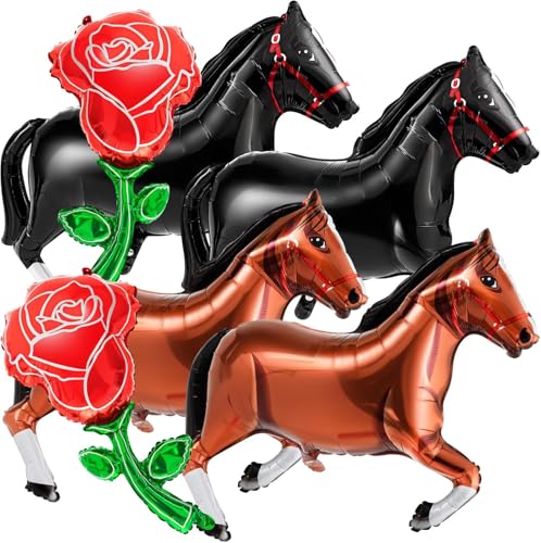 6 Stück Folienballon, Pferde Luftballons Rosen Blume Ballon, Pferde Geburtstagsdeko Luftballons, Pferde Helium Ballon Groß Rote Rosen Luftballons, für Western Cowboy Mottoparty, Geburtstags Party 6 Stück Folienballon, Pferde Luftballons Rosen Blume Ballon, Pferde Geburtstagsdeko Luftballons, Pferde Helium Ballon Groß Rote Rosen Luftballons, für Western Cowboy Mottoparty, Geburtstags Party von WEINIBAO