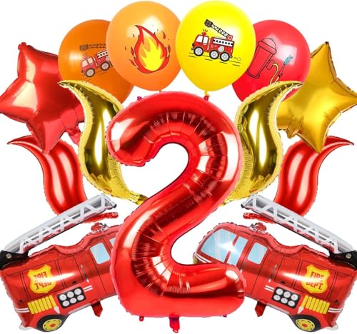 Feuerwehrauto 2 Geburtstag Luftballon, 21 Stück Kindergeburtstag Feuerwehrauto Deko, Feuerwehrauto Folienballon Feuerwehr Geburtstag Deko 2 Jahre, Luftballons Feuerwehr für Kinder Geburtstag Deko Feuerwehrauto 2 Geburtstag Luftballon, 21 Stück Kindergeburtstag Feuerwehrauto Deko, Feuerwehrauto Folienballon Feuerwehr Geburtstag Deko 2 Jahre, Luftballons Feuerwehr für Kinder Geburtstag Deko von WEINIBAO
