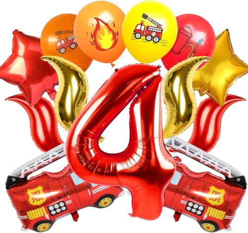 Feuerwehrauto 4 Geburtstag Luftballon, 21 Stück Kindergeburtstag Feuerwehrauto Deko, Feuerwehrauto Folienballon Feuerwehr Geburtstag Deko 4 Jahre, Luftballons Feuerwehr für Kinder Geburtstag Deko Feuerwehrauto 4 Geburtstag Luftballon, 21 Stück Kindergeburtstag Feuerwehrauto Deko, Feuerwehrauto Folienballon Feuerwehr Geburtstag Deko 4 Jahre, Luftballons Feuerwehr für Kinder Geburtstag Deko von WEINIBAO