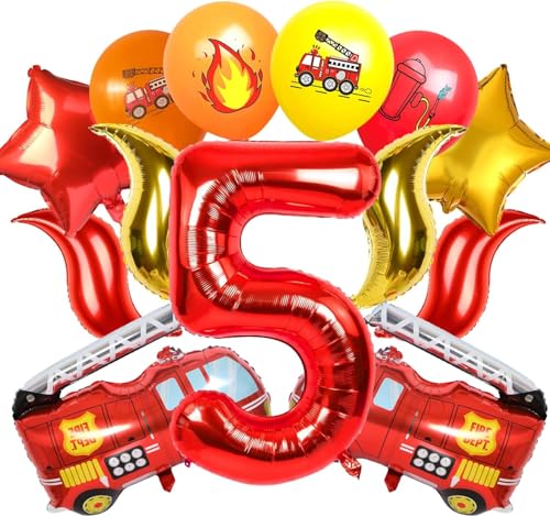 Feuerwehrauto 5 Geburtstag Luftballon, 21 Stück Kindergeburtstag Feuerwehrauto Deko, Feuerwehrauto Folienballon Feuerwehr Geburtstag Deko 5 Jahre, Luftballons Feuerwehr für Kinder Geburtstag Deko Feuerwehrauto 5 Geburtstag Luftballon, 21 Stück Kindergeburtstag Feuerwehrauto Deko, Feuerwehrauto Folienballon Feuerwehr Geburtstag Deko 5 Jahre, Luftballons Feuerwehr für Kinder Geburtstag Deko von WEINIBAO
