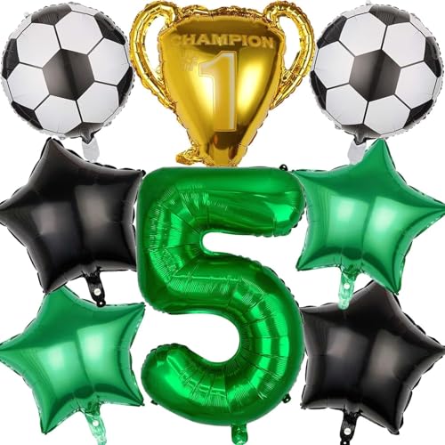Fussball Luftballon Geburtstag 5 Jahre, Luftballon 5 Jahre Fußball Ballon Trophäe Luftballon Stern, Geburtstagsdeko Fußball 5 Jahre, Folienballons Fußball für Kinder Junge Geburtstag Party Dekoration von WEINIBAO
