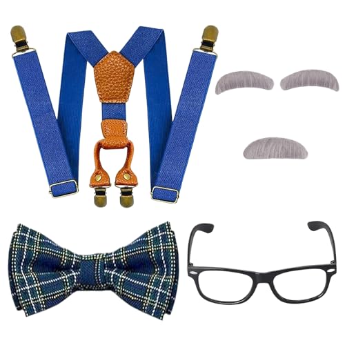 Opa Kostüm Kinder, Karneval Kostüm Alter Mann für Kinder, Kostüm Zubehör Kinder Set mit Hosenträger Fliege Brille Augenbrauen Bart, Alter Mann Kostüm Kinder für Karneval Maskerade Cosplay Mottoparty Opa Kostüm Kinder, Karneval Kostüm Alter Mann für Kinder, Kostüm Zubehör Kinder Set mit Hosenträger Fliege Brille Augenbrauen Bart, Alter Mann Kostüm Kinder für Karneval Maskerade Cosplay Mottoparty von WEINIBAO