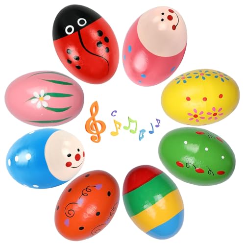 Ostereier Holz, 8 Stück Percussion Musical Egg Shaker, Ostereier aus Holz Musikalische Spielzeuge für Babies, Eier Maracas Holz Ei Shakers, Ostereier Deko für Ostern Korb Stuffer, Ostergeschenke (A) Ostereier Holz, 8 Stück Percussion Musical Egg Shaker, Ostereier aus Holz Musikalische Spielzeuge für Babies, Eier Maracas Holz Ei Shakers, Ostereier Deko für Ostern Korb Stuffer, Ostergeschenke (A) von WEINIBAO