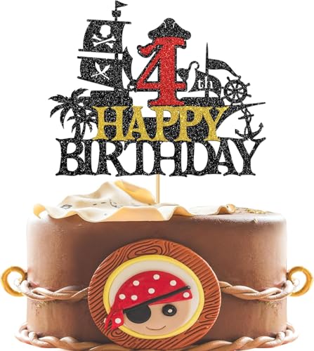 Piraten Tortendeko 4 Jahre, Happy Birthday Tortendeko 4 Jahre Pirate Tortenstecker, Tortendeko Kindergeburtstag 4 Jahre, Piraten Kuchen Deko, Kuchen Topper Geburtstag für Halloween Piraten Party Piraten Tortendeko 4 Jahre, Happy Birthday Tortendeko 4 Jahre Pirate Tortenstecker, Tortendeko Kindergeburtstag 4 Jahre, Piraten Kuchen Deko, Kuchen Topper Geburtstag für Halloween Piraten Party von WEINIBAO
