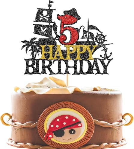 Piraten Tortendeko 5 Jahre, Happy Birthday Tortendeko 5 Jahre Pirate Tortenstecker, Tortendeko Kindergeburtstag 5 Jahre, Piraten Kuchen Deko, Kuchen Topper Geburtstag für Halloween Piraten Party Piraten Tortendeko 5 Jahre, Happy Birthday Tortendeko 5 Jahre Pirate Tortenstecker, Tortendeko Kindergeburtstag 5 Jahre, Piraten Kuchen Deko, Kuchen Topper Geburtstag für Halloween Piraten Party von WEINIBAO