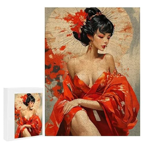 Japanische Geisha - Puzzles für Erwachsene, Puzzle Erwachsene 200 Teile, Banksy Little Girl Street Artwork Puzzle 35 x 25 cm, Bunte DIY-Puzzles für Heimdekoration, Familienpuzzle Geschenkideen D-561 von WEISHIWE