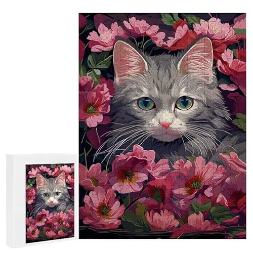 Katzenblume - Puzzles für Erwachsene, Puzzle Erwachsene 1000 Teile, Banksy Little Girl Street Artwork Puzzle 75 x 50 cm, Bunte DIY-Puzzles für Heimdekoration, Familienpuzzle Geschenkideen D-464 von WEISHIWE