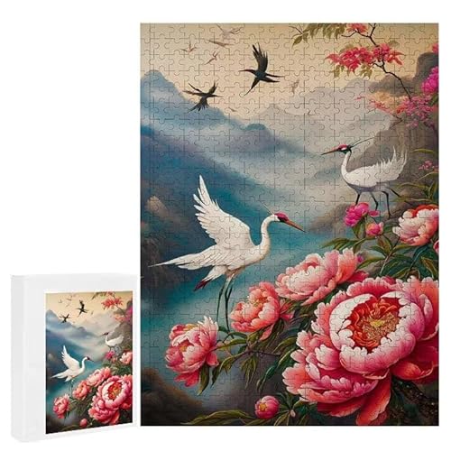 Kranich Pfingstrose - Puzzles für Erwachsene, Puzzle Erwachsene 2000 Teile, Banksy Little Girl Street Artwork Puzzle 100 x 70 cm, DIY-Puzzles für Heimdekoration, Familienpuzzle Geschenkideen D-255 von WEISHIWE