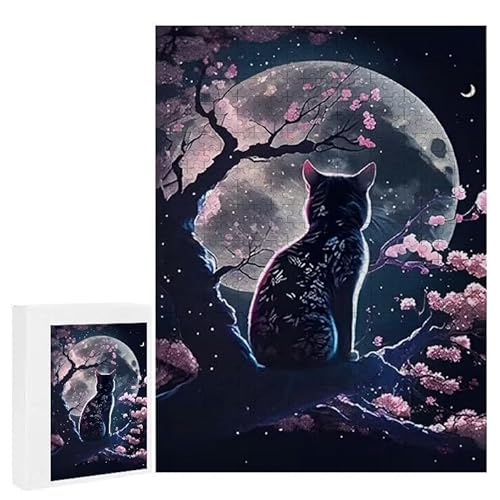 Mondkatze - Puzzles für Erwachsene, Puzzle Erwachsene 500 Teile, Banksy Little Girl Street Artwork Puzzle 52 x 38 cm, Bunte DIY-Puzzles für Heimdekoration, Familienpuzzle Geschenkideen D-767 von WEISHIWE