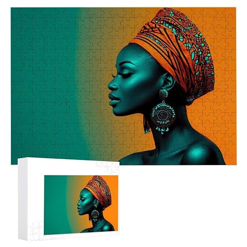 Puzzle 1000 Teile Erwachsene Afrikanische Frauen 75 x 50 cm, 3D Visuelle Wooden Puzzle, DIY Craft Bastelpuzzles für Heimdekoration, Geschenkbox, Familie herausforderndes Puzzles F-179 von WEISHIWE