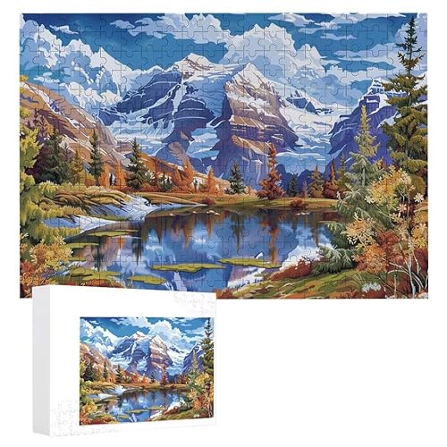 Puzzle 1000 Teile Erwachsene Berglandschaft 75 x 50 cm, 3D Visuelle Wooden Puzzle, DIY Craft Bastelpuzzles für Heimdekoration, Geschenkbox, Familie herausforderndes Puzzles F-585 von WEISHIWE