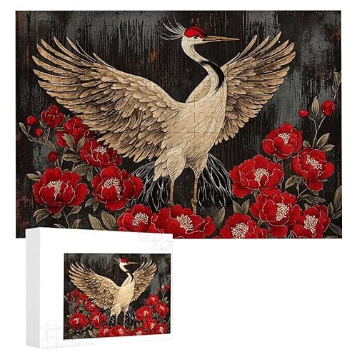 Puzzle 1000 Teile Erwachsene Blumenkranich 75 x 50 cm, 3D Visuelle Wooden Puzzle, DIY Craft Bastelpuzzles für Heimdekoration, Geschenkbox, Familie herausforderndes Puzzles F-335 von WEISHIWE