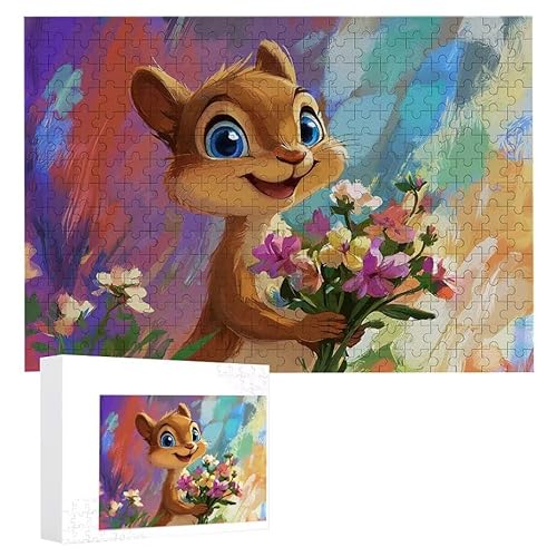 Puzzle 1000 Teile Erwachsene Eichhörnchen 75 x 50 cm, 3D Visuelle Wooden Puzzle, DIY Craft Bastelpuzzles für Heimdekoration, Geschenkbox, Familie herausforderndes Puzzles F-161 von WEISHIWE