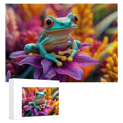 Puzzle 1000 Teile Erwachsene Frosch 75 x 50 cm, 3D Visuelle Wooden Puzzle, DIY Craft Bastelpuzzles für Heimdekoration, Geschenkbox, Familie herausforderndes Puzzles F-549 von WEISHIWE