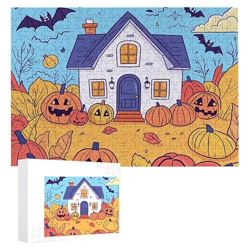 Puzzle 1000 Teile Erwachsene Halloween Kürbis 75 x 50 cm, 3D Visuelle Wooden Puzzle, DIY Craft Bastelpuzzles für Heimdekoration, Geschenkbox, Familie herausforderndes Puzzles F-665 von WEISHIWE