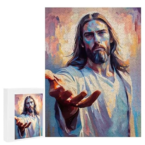 Puzzle 1000 Teile Erwachsene Jesus 75 x 50 cm, 3D Visuelle Wooden Puzzle, DIY Craft Bastelpuzzles für Heimdekoration, Geschenkbox, Familie herausforderndes Puzzles F-739 von WEISHIWE