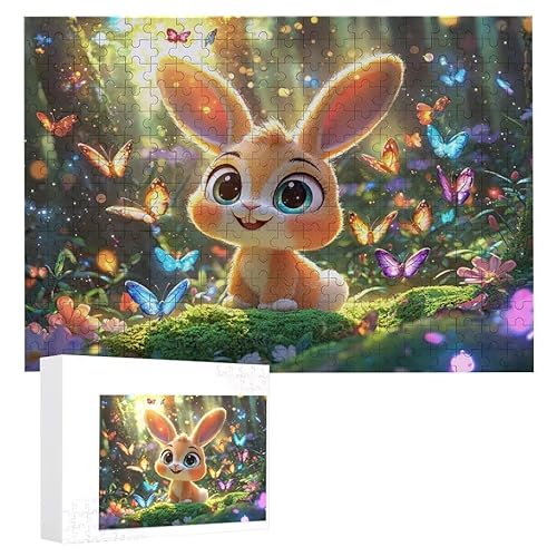 Puzzle 1000 Teile Erwachsene Kaninchen Schmetterling 75 x 50 cm, 3D Visuelle Wooden Puzzle, DIY Craft Bastelpuzzles für Heimdekoration, Geschenkbox, Familie herausforderndes Puzzles F-663 von WEISHIWE