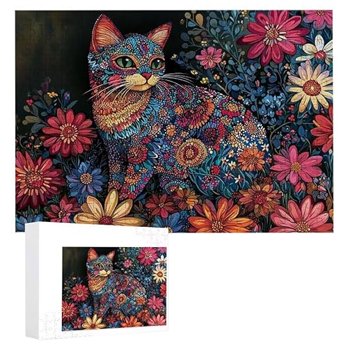 Puzzle 1000 Teile Erwachsene Katzenfarbe 75 x 50 cm, 3D Visuelle Wooden Puzzle, DIY Craft Bastelpuzzles für Heimdekoration, Geschenkbox, Familie herausforderndes Puzzles F-467 von WEISHIWE