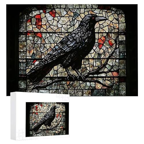 Puzzle 1000 Teile Erwachsene Krähe 75 x 50 cm, 3D Visuelle Wooden Puzzle, DIY Craft Bastelpuzzles für Heimdekoration, Geschenkbox, Familie herausforderndes Puzzles F-669 von WEISHIWE