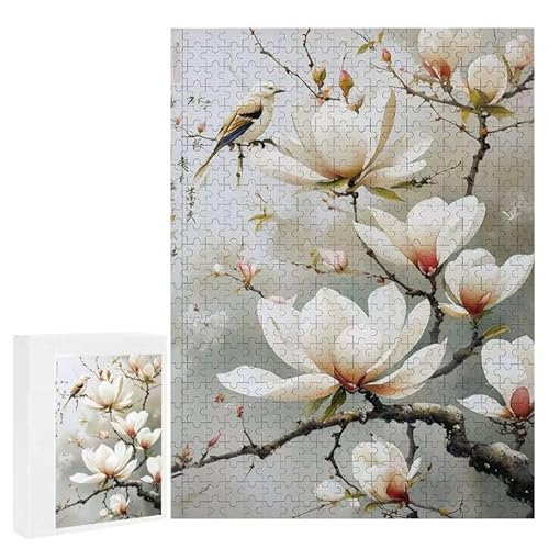 Puzzle 1000 Teile Erwachsene Magnolia 75 x 50 cm, 3D Visuelle Wooden Puzzle, DIY Craft Bastelpuzzles für Heimdekoration, Geschenkbox, Familie herausforderndes Puzzles F-759 von WEISHIWE