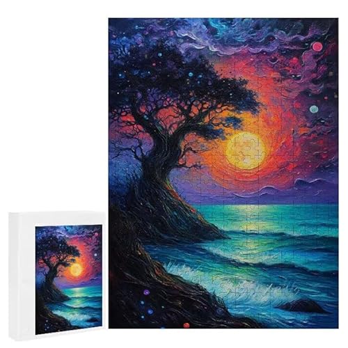 Puzzle 1000 Teile Erwachsene Mondbaum 75 x 50 cm, 3D Visuelle Wooden Puzzle, DIY Craft Bastelpuzzles für Heimdekoration, Geschenkbox, Familie herausforderndes Puzzles F-763 von WEISHIWE