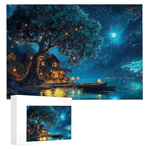 Puzzle 1000 Teile Erwachsene Nachtansicht 75 x 50 cm, 3D Visuelle Wooden Puzzle, DIY Craft Bastelpuzzles für Heimdekoration, Geschenkbox, Familie herausforderndes Puzzles F-747 von WEISHIWE