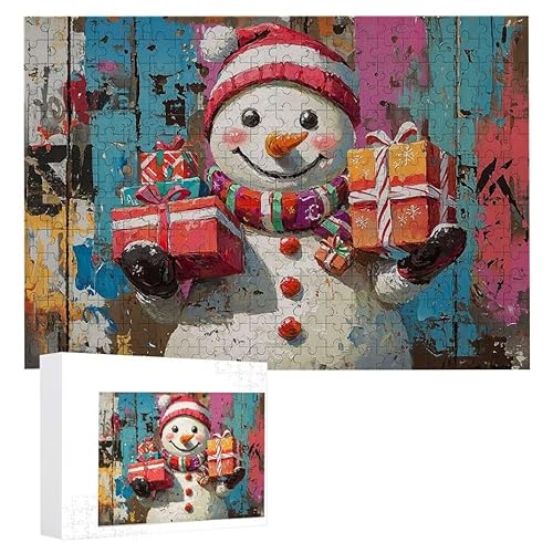 Puzzle 1000 Teile Erwachsene Schneemann 75 x 50 cm, 3D Visuelle Wooden Puzzle, DIY Craft Bastelpuzzles für Heimdekoration, Geschenkbox, Familie herausforderndes Puzzles F-729 von WEISHIWE
