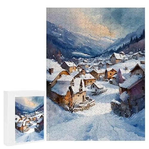 Puzzle 1000 Teile Erwachsene Schneeszene 75 x 50 cm, 3D Visuelle Wooden Puzzle, DIY Craft Bastelpuzzles für Heimdekoration, Geschenkbox, Familie herausforderndes Puzzles F-725 von WEISHIWE