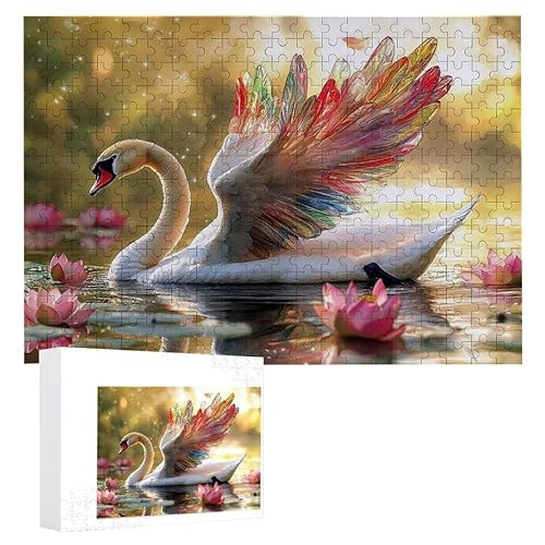 Puzzle 1000 Teile Erwachsene Schwan 75 x 50 cm, 3D Visuelle Wooden Puzzle, DIY Craft Bastelpuzzles für Heimdekoration, Geschenkbox, Familie herausforderndes Puzzles F-655 von WEISHIWE