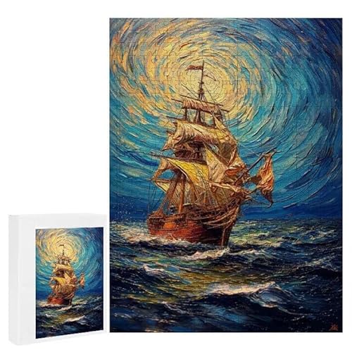 Puzzle 1000 Teile Erwachsene Segelboot 75 x 50 cm, 3D Visuelle Wooden Puzzle, DIY Craft Bastelpuzzles für Heimdekoration, Geschenkbox, Familie herausforderndes Puzzles F-233 von WEISHIWE