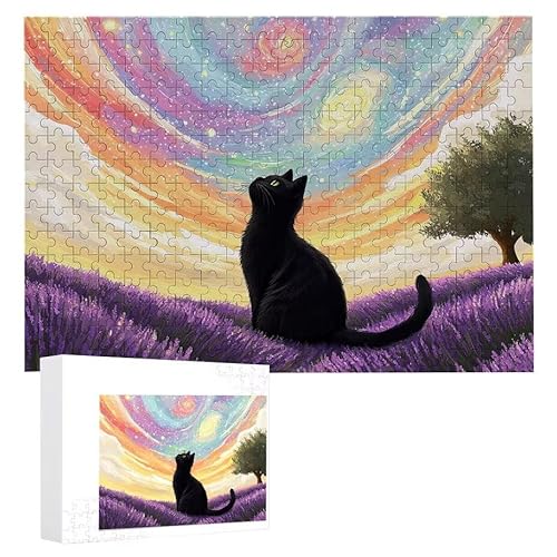 Puzzle 1000 Teile Erwachsene Sternenhimmelkatze 75 x 50 cm, 3D Visuelle Wooden Puzzle, DIY Craft Bastelpuzzles für Heimdekoration, Geschenkbox, Familie herausforderndes Puzzles F-707 von WEISHIWE