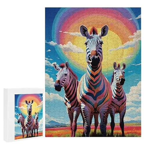 Puzzle 1000 Teile Erwachsene Tierzebra 75 x 50 cm, 3D Visuelle Wooden Puzzle, DIY Craft Bastelpuzzles für Heimdekoration, Geschenkbox, Familie herausforderndes Puzzles F-131 von WEISHIWE