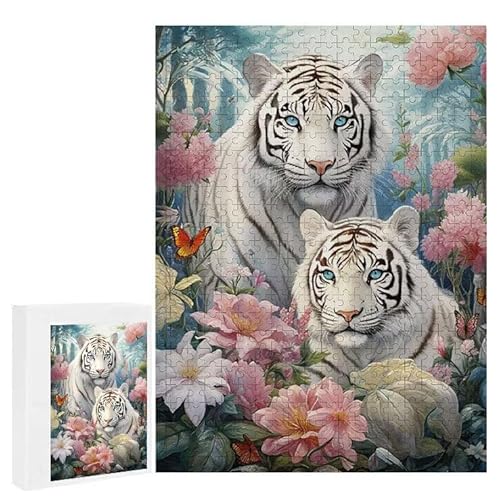 Puzzle 1000 Teile Erwachsene Tigerblumen 75 x 50 cm, 3D Visuelle Wooden Puzzle, DIY Craft Bastelpuzzles für Heimdekoration, Geschenkbox, Familie herausforderndes Puzzles F-431 von WEISHIWE