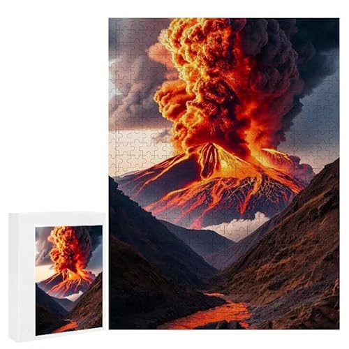 Puzzle 1000 Teile Erwachsene Vulkanausbruch 75 x 50 cm, 3D Visuelle Wooden Puzzle, DIY Craft Bastelpuzzles für Heimdekoration, Geschenkbox, Familie herausforderndes Puzzles F-355 von WEISHIWE