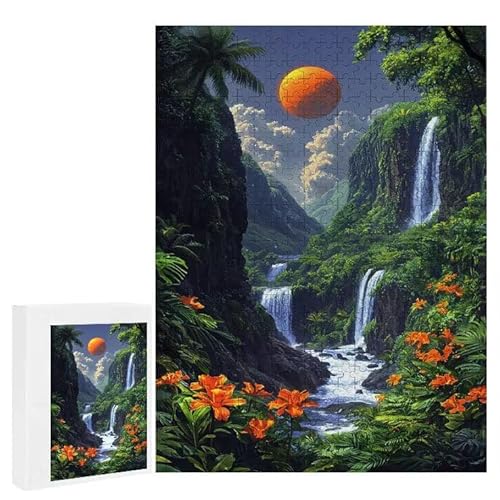 Puzzle 1000 Teile Erwachsene Wasserfalllandschaft 75 x 50 cm, 3D Visuelle Wooden Puzzle, DIY Craft Bastelpuzzles für Heimdekoration, Geschenkbox, Familie herausforderndes Puzzles F-543 von WEISHIWE