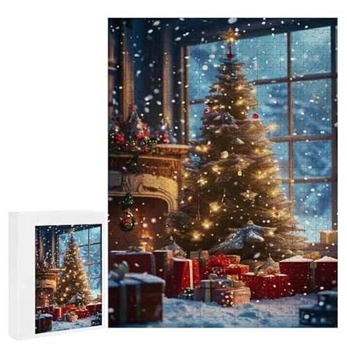 Puzzle 1000 Teile Erwachsene Weihnachtsbaum 75 x 50 cm, 3D Visuelle Wooden Puzzle, DIY Craft Bastelpuzzles für Heimdekoration, Geschenkbox, Familie herausforderndes Puzzles F-617 von WEISHIWE