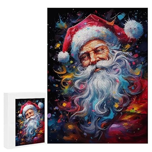 Puzzle 1000 Teile Erwachsene Weihnachtsmann 75 x 50 cm, 3D Visuelle Wooden Puzzle, DIY Craft Bastelpuzzles für Heimdekoration, Geschenkbox, Familie herausforderndes Puzzles F-607 von WEISHIWE