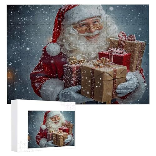 Puzzle 1000 Teile Erwachsene Weihnachtsmann 75 x 50 cm, 3D Visuelle Wooden Puzzle, DIY Craft Bastelpuzzles für Heimdekoration, Geschenkbox, Familie herausforderndes Puzzles F-609 von WEISHIWE