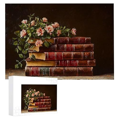 Puzzle 1200 Teile Erwachsene Buchblumen 75 x 50 cm, 3D Visuelle Wooden Puzzle, DIY Craft Bastelpuzzles für Heimdekoration, Geschenkbox, Familie herausforderndes Puzzles F-638 von WEISHIWE