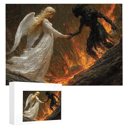 Puzzle 1200 Teile Erwachsene Dämonenengel 75 x 50 cm, 3D Visuelle Wooden Puzzle, DIY Craft Bastelpuzzles für Heimdekoration, Geschenkbox, Familie herausforderndes Puzzles F-172 von WEISHIWE