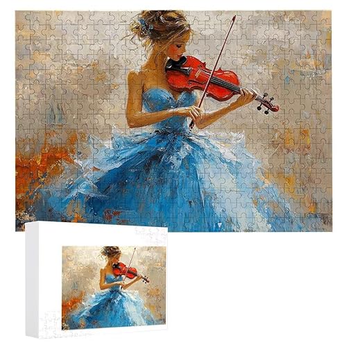 Puzzle 1200 Teile Erwachsene Die Geigenfrau 75 x 50 cm, 3D Visuelle Wooden Puzzle, DIY Craft Bastelpuzzles für Heimdekoration, Geschenkbox, Familie herausforderndes Puzzles F-694 von WEISHIWE